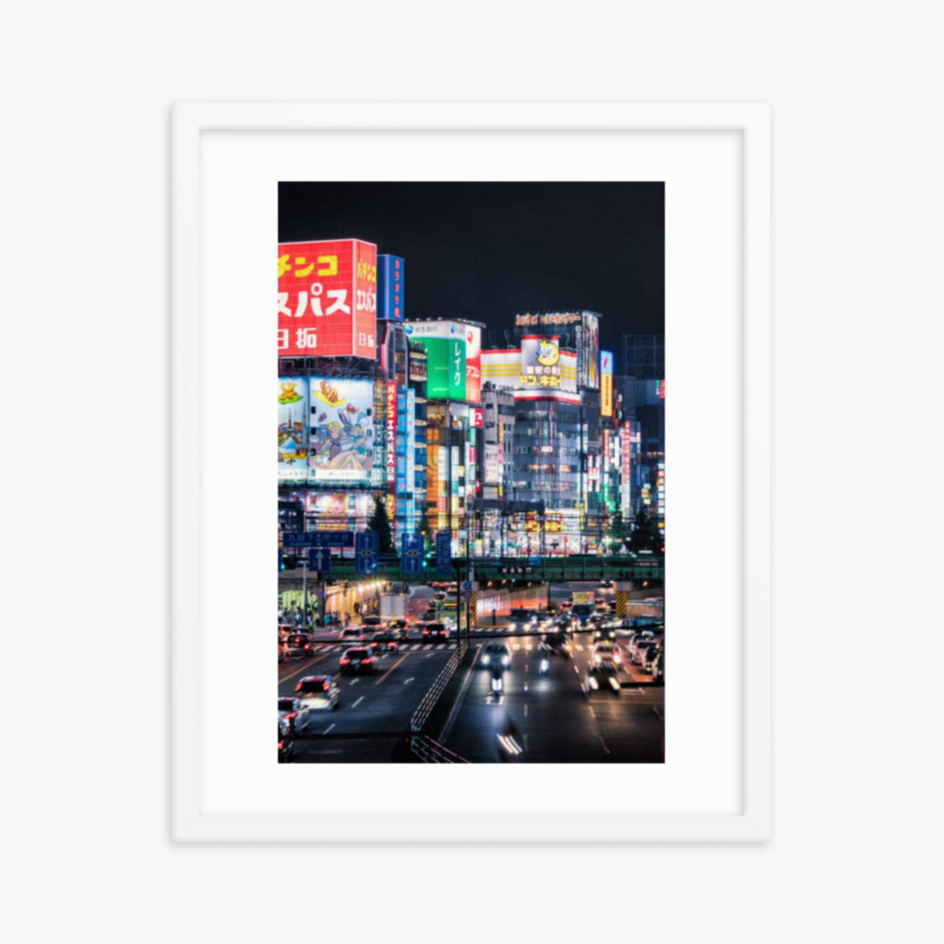 Shinjuku Streets at Night 16x20 in Poster With White Frame