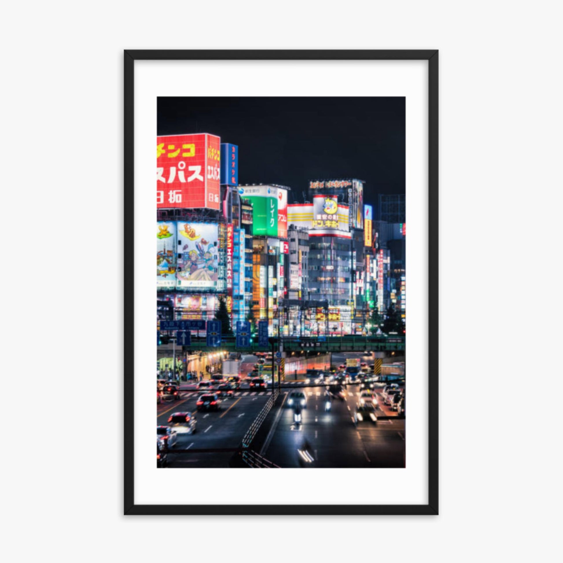 Shinjuku Streets at Night 24x36 in Poster With Black Frame