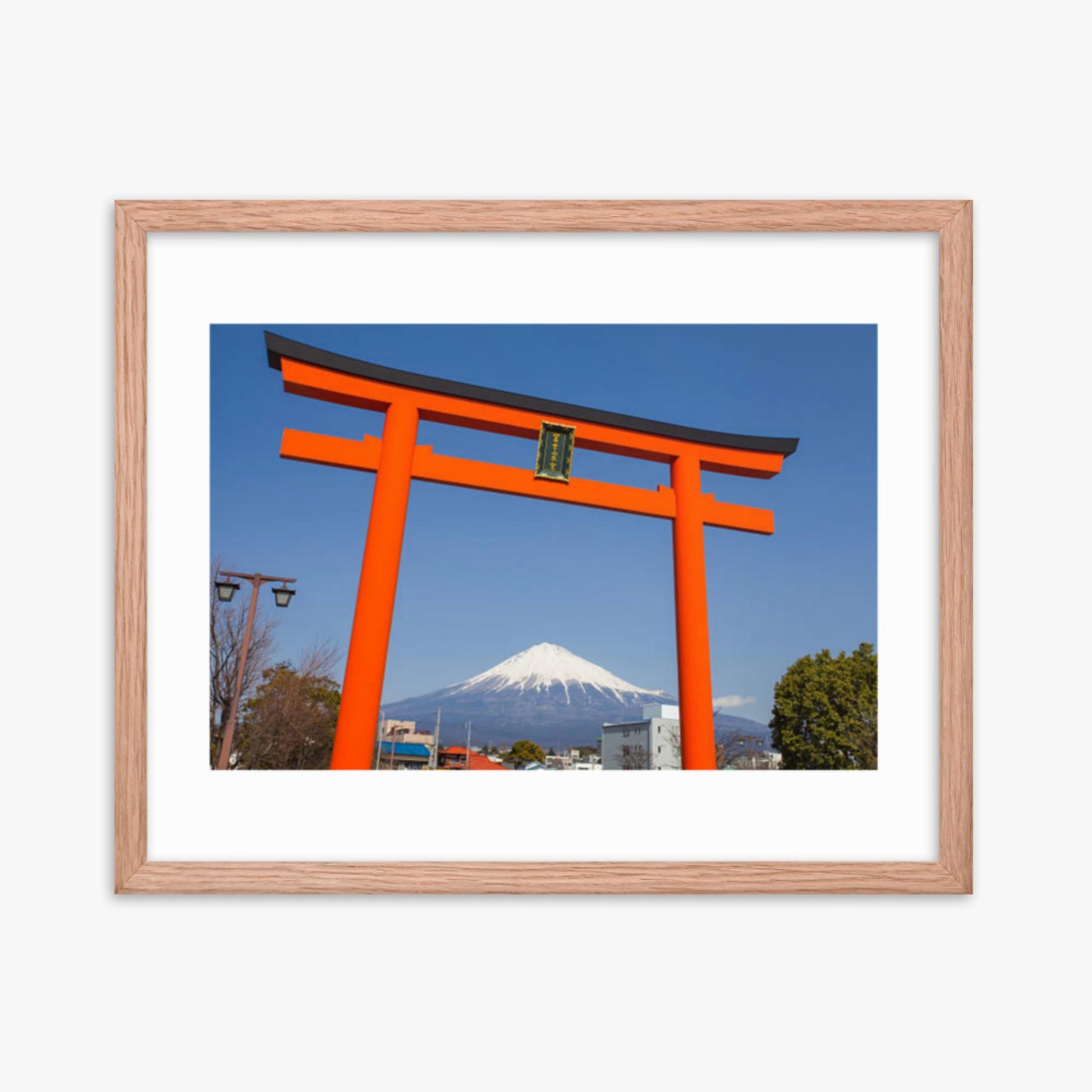 Mount Fuji 16x20 in Poster With Oak Frame