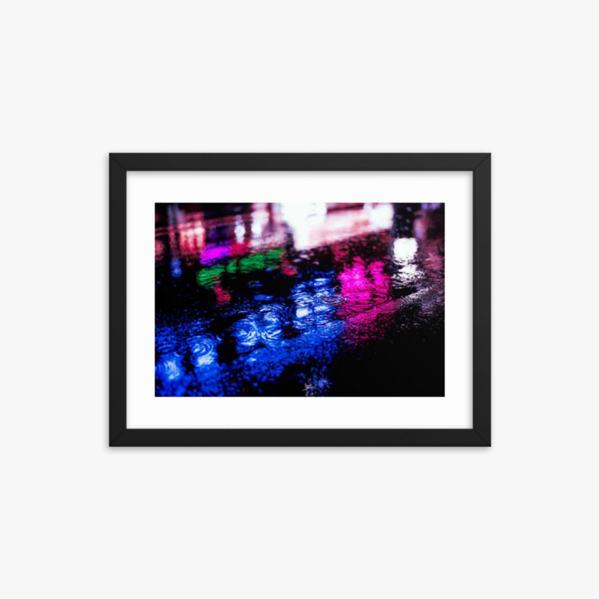 Rainy Night 12x16 in Poster With Black Frame