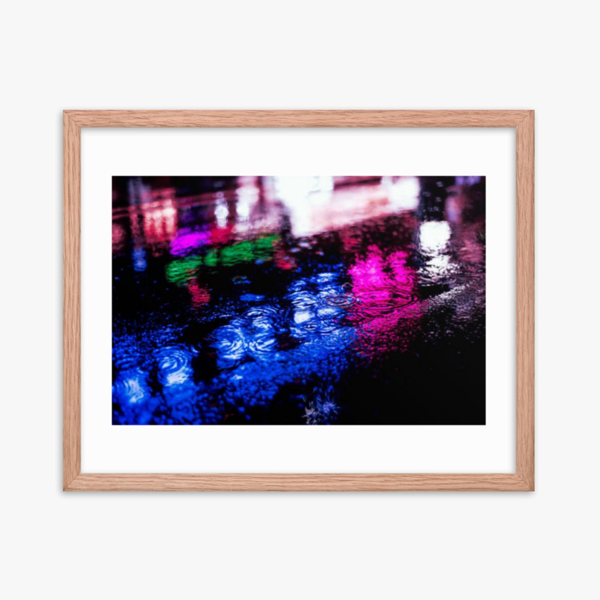 Rainy Night 16x20 in Poster With Oak Frame