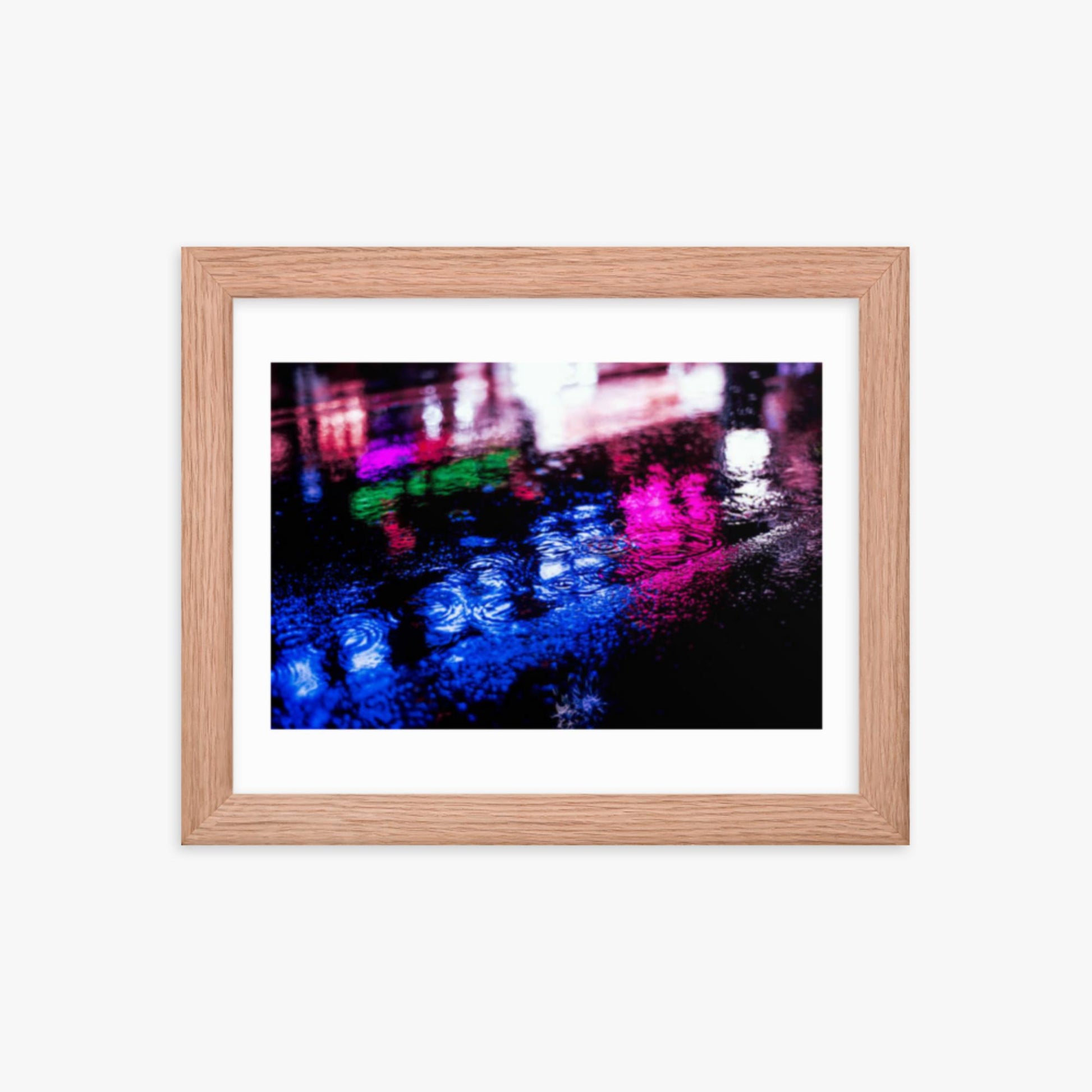 Rainy Night 8x10 in Poster With Oak Frame