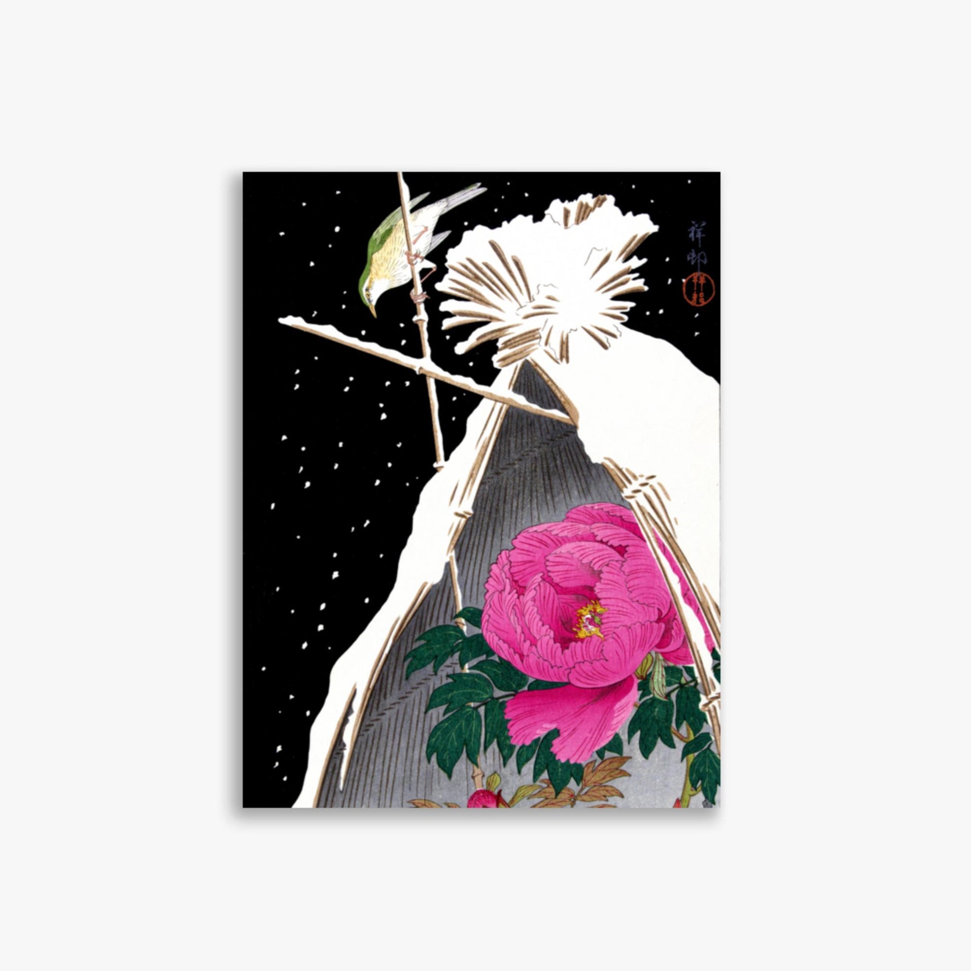 Ohara Koson - Siberian Bluechat Next to a Peony 30x40 cm Poster