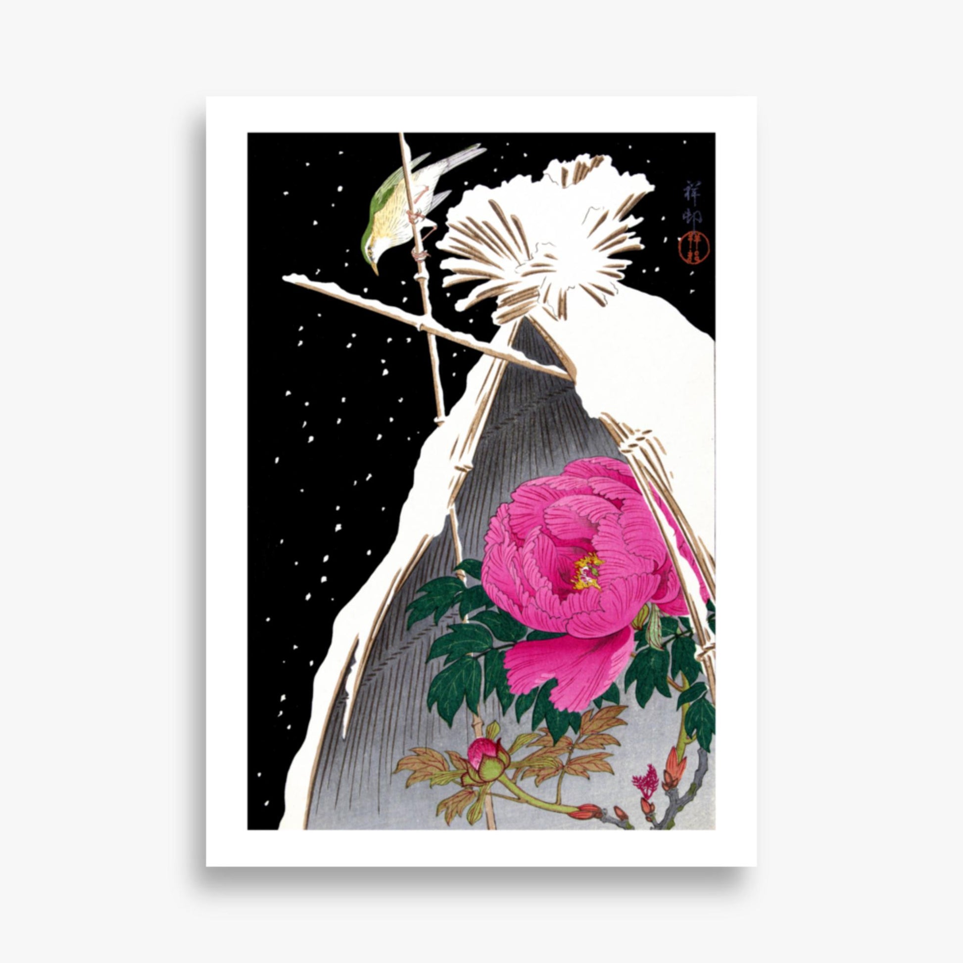 Ohara Koson - Siberian Bluechat Next to a Peony 50x70 cm Poster