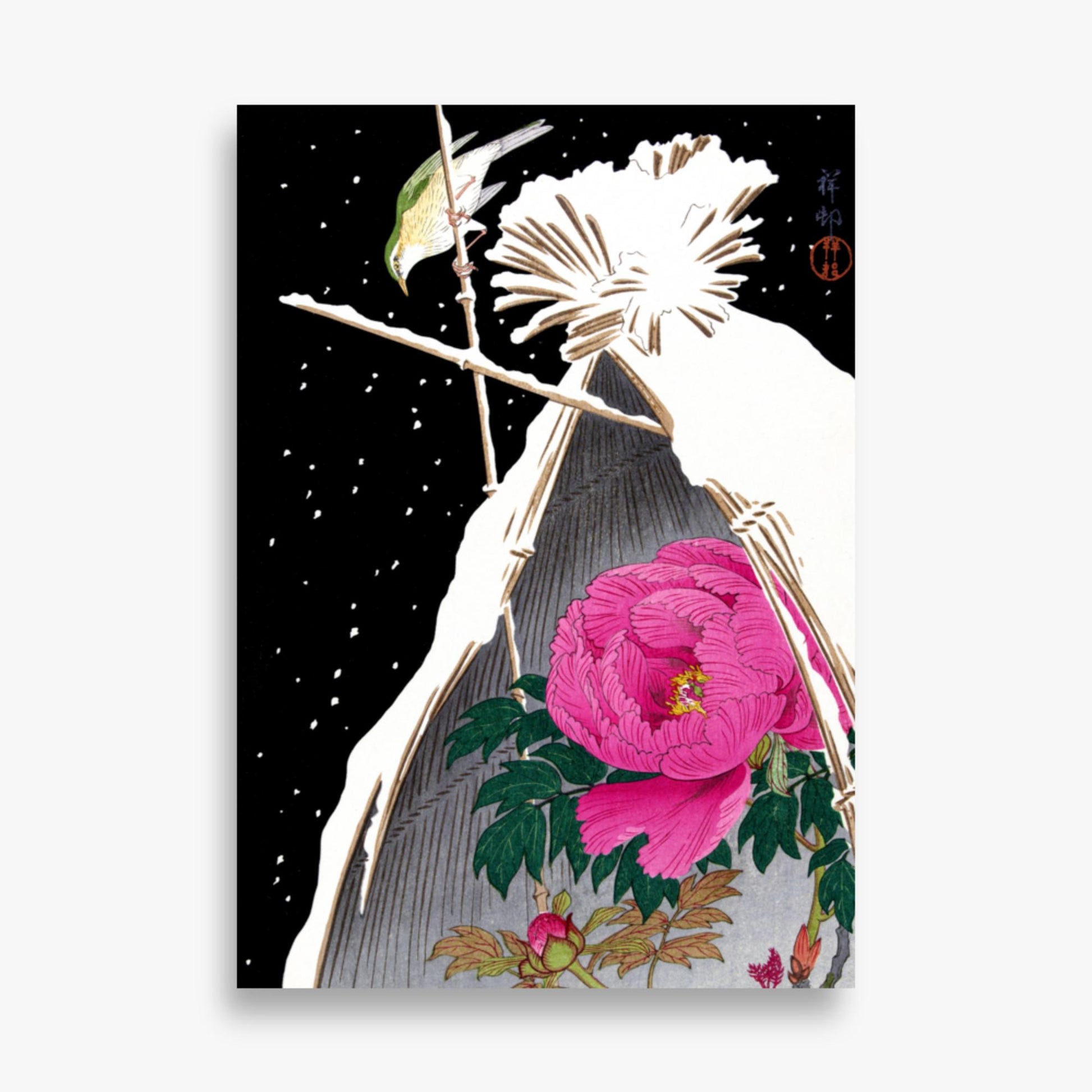 Ohara Koson - Siberian Bluechat Next to a Peony 70x100 cm Poster