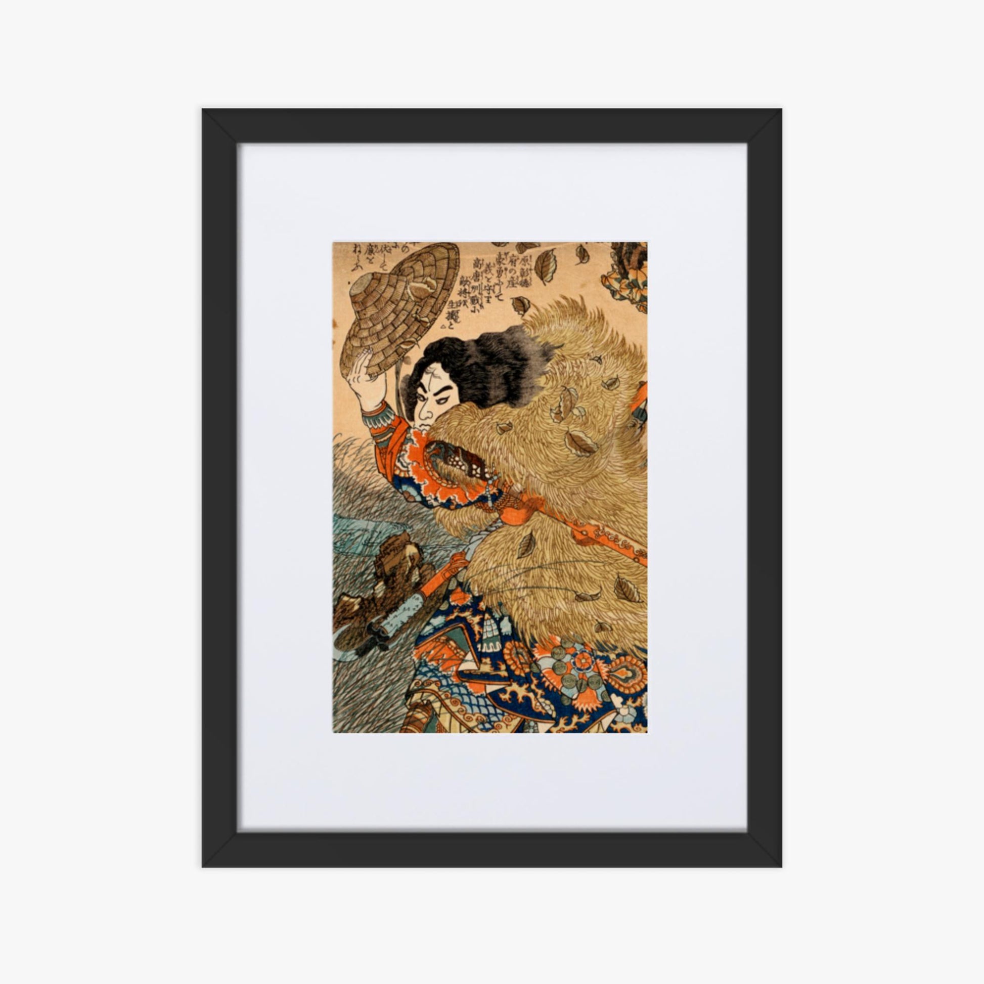 Utagawa Kuniyoshi - Kinhyoshi Yorin, Hero of the Suikoden 30x40 cm Poster With Black Frame