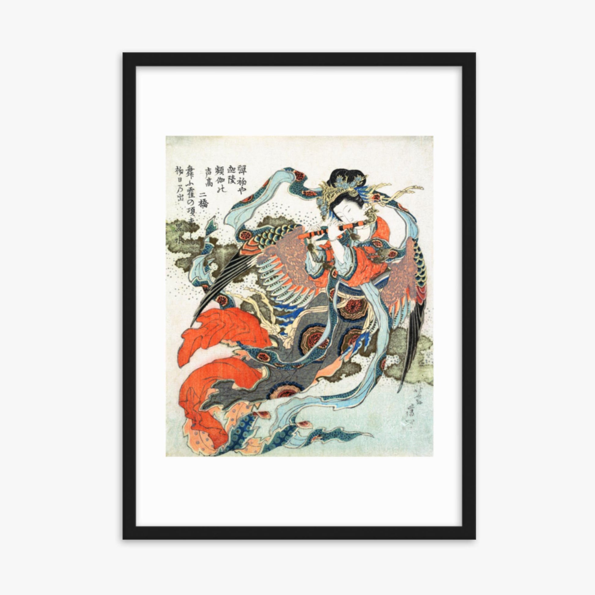 Katsushika Hokusai - Mystical Bird 50x70 cm Poster With Black Frame